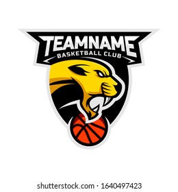 Cougars head logo for the Basketball team logo. vector illustration. With a combination of shields badge.