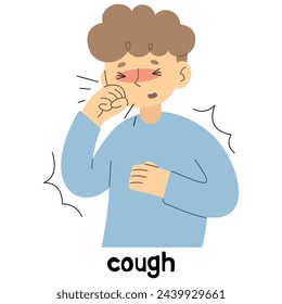 Cough 1 cute on a white background, vector illustration.
