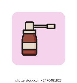 Icono de línea de pulverización fría de tos. Envase, tratamiento, bronquial. Concepto frío. La Ilustración vectorial se puede utilizar para temas como infección, virus, alergia
