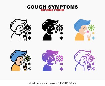 Cough Corona virus people icon style line, outline, flat, glyph, color, gradient. Editable stroke and pixel perfect. Can be used for digital product, presentation, print design and more.