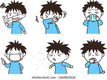 Cough Etiquette Childrens Illustration Set Stock Vector (Royalty Free ...