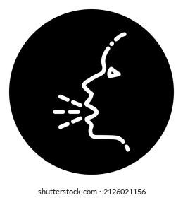 Cough Face Glyph Flat Icon Isolated On White Background