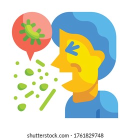 Cough Flat icon. Virus Transmission Concept.