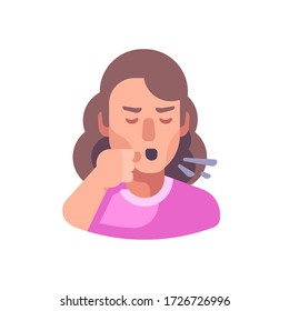 Cough Flat Illustration Sick Woman Coughing Stock Vector (Royalty Free ...