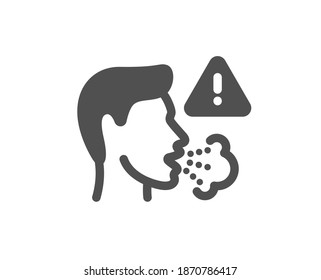 Cough icon. Coronavirus symptom sign. Flu, sneeze or pneumonie symbol. Quality design element. Flat style cough icon. Editable stroke. Vector