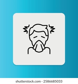 Cough icon. Editable stroke. Vector illustration