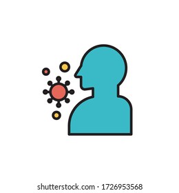 ilustración vectorial de contorno rellenada con icono de tos. aislado en fondo blanco