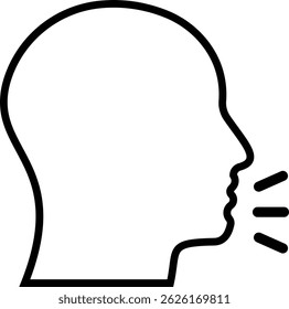 Hoest icoon. Man hoest icoon. ontwerp in eenvoudig ontwerp.   Zwart-wit illustratie van iemands hoofd. vector  
