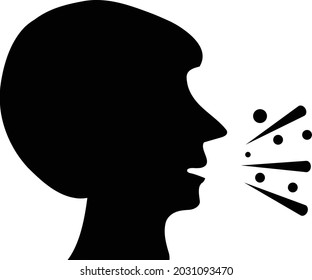 Cough icon on a isolated background. Phlegm in throat sign. sneezing symbol. flat style.