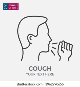 Cough icon on white background. Editable stroke. Vector illustration.