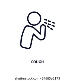 cough icon. Thin line cough icon from people and relation collection. Outline vector. Editable cough symbol can be used web and mobile