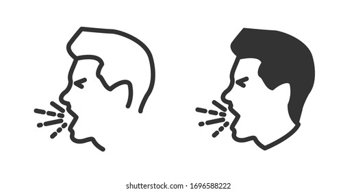 Cough icon in two versions in simple design. Vector illustration