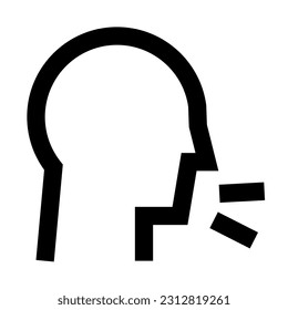 Cough icon vector designed in outline lineal minimalist bold sharp style (32px artboard 2px stroke)