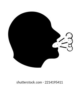 Hustensymbol, Vektorgrafik. Head Silhouette Design Konzept der Niesen, laufende Nase, Grippe. Einzeln auf weißem Hintergrund. Gut geeignet für Logos von Infektionskrankheiten durch Viren.