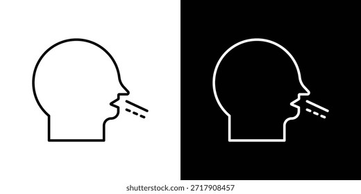 Iconos de la tos Vector blanco y negro, conjunto de iconos de línea.