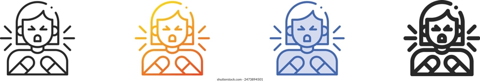 cough icon.Thin Linear, Gradient, Blue Stroke and bold Style Design Isolated On White Background