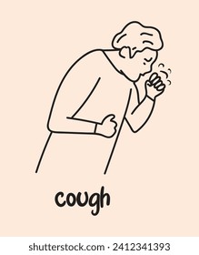 Cough illness hand drawing vector illustration