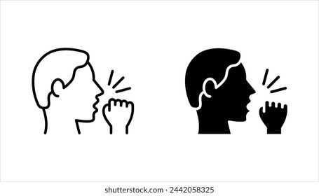 Cough line icon set, vector pictogram of flu or coronavirus symptom. vector illustration on white background