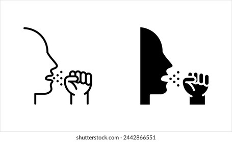 Conjunto de iconos de línea de tos, pictograma vectorial de síntomas de gripe o coronavirus. ilustración vectorial sobre fondo blanco