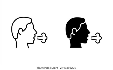 Hustenlinien-Icon-Set, Vektor-Piktogramm des Grippe- oder Coronavirus-Symptoms. Vektor-Illustration auf weißem Hintergrund