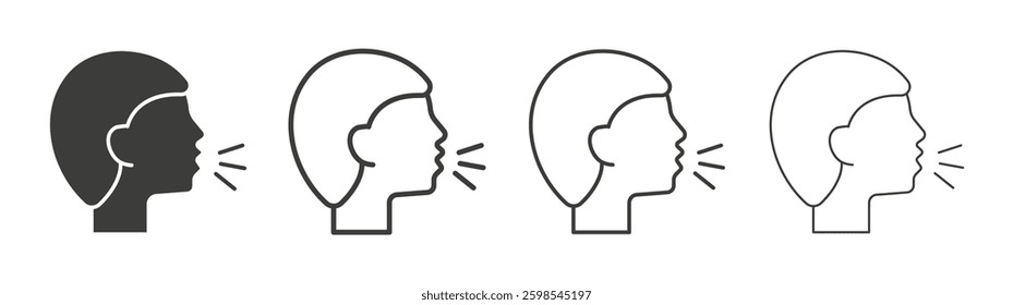 Cough line icon vector illustration set.