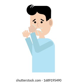 Cough in a man.Flat illustration.Lung disease.Virus, coronavirus, pneumonia. allergy.Vector illustration