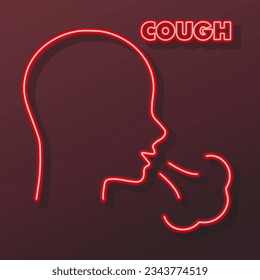 cough neon sign, modern glowing banner design, colorful modern design trends on black background. Vector illustration.