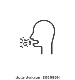 Cough with phlegm line icon. Bad breath linear style sign for mobile concept and web design. Coughing man outline vector icon. Symbol, logo illustration. Pixel perfect vector graphics