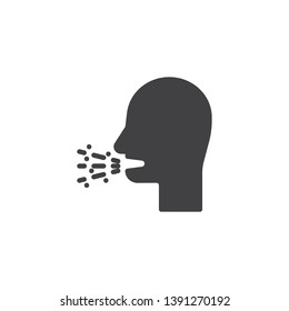 Cough with phlegm vector icon. Bad breath filled flat sign for mobile concept and web design. Coughing man glyph icon. Symbol, logo illustration. Pixel perfect vector graphics