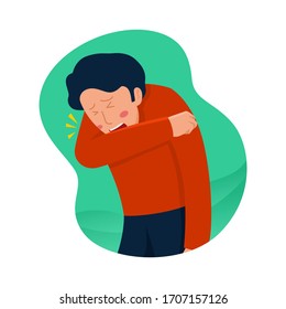 Cough or sneeze with your elbow, vector illustration