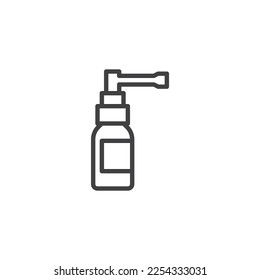 Icono de la línea de pulverización para tos. signo de estilo lineal para concepto móvil y diseño web. Icono vectorial del contorno del frasco de pulverización médica. Símbolo, ilustración del logotipo. Gráficos vectoriales
