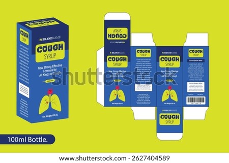 Cough Syrup Bottle Box Packaging Design, Simple and Unique Illsutration
