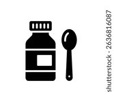 Cough Syrup Bottle and Spoon for Medication