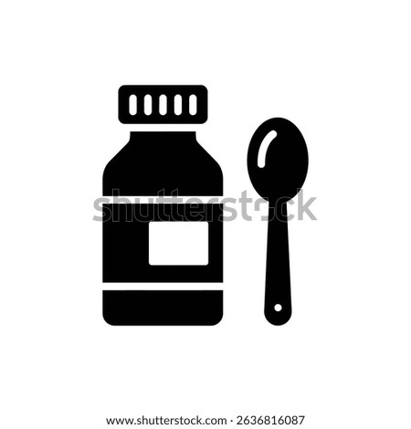 Cough Syrup Bottle and Spoon for Medication