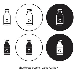 Juego de iconos vectoriales del frasco de jarabe para tos. símbolo del frasco de medicina en color negro.