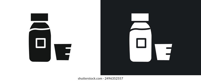 cough syrup icon linear graphics set vector in black