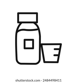 cough syrup icon linear vector graphics sign