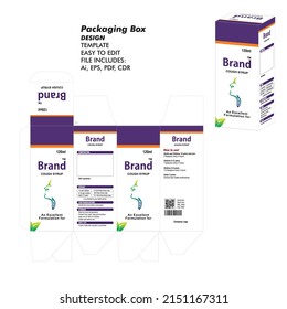 Packung mit Husten Sirup Box Design Grafik Vorlage Vektorgrafik