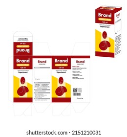 empaquetado de jarabe para tos Caja Plantilla de diseño gráfico
