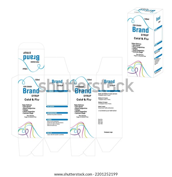 Cough Syrup Packaging Box Packaging Design Stock Vector (Royalty Free ...