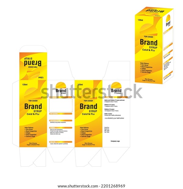 Cough Syrup Packaging Box Packaging Design Stock Vector (Royalty Free ...