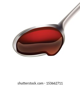 Cough syrup in a spoon vector illustration isolated