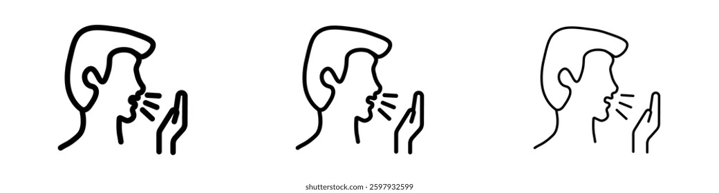 Cough thin line vector icon set.