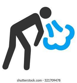Cough vector icon. Style is bicolor flat symbol, blue and gray colors, rounded angles, white background.