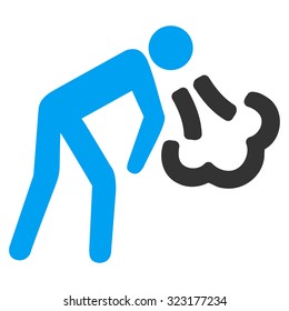 Cough vector icon. Style is bicolor flat symbol, blue and gray colors, rounded angles, white background.
