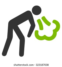 Cough vector icon. Style is bicolor flat symbol, eco green and gray colors, rounded angles, white background.