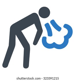 Cough vector icon. Style is bicolor flat symbol, smooth blue colors, rounded angles, white background.