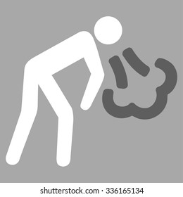 Cough vector icon. Style is bicolor flat symbol, dark gray and white colors, rounded angles, silver background.
