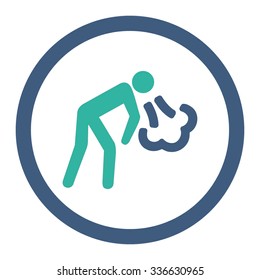 Cough vector icon. Style is bicolor flat rounded symbol, cobalt and cyan colors, rounded angles, white background.
