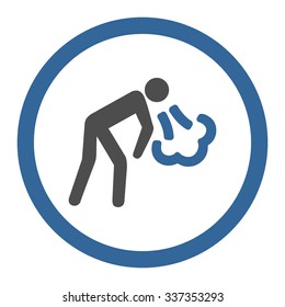 Cough vector icon. Style is bicolor flat rounded symbol, cobalt and gray colors, rounded angles, white background.